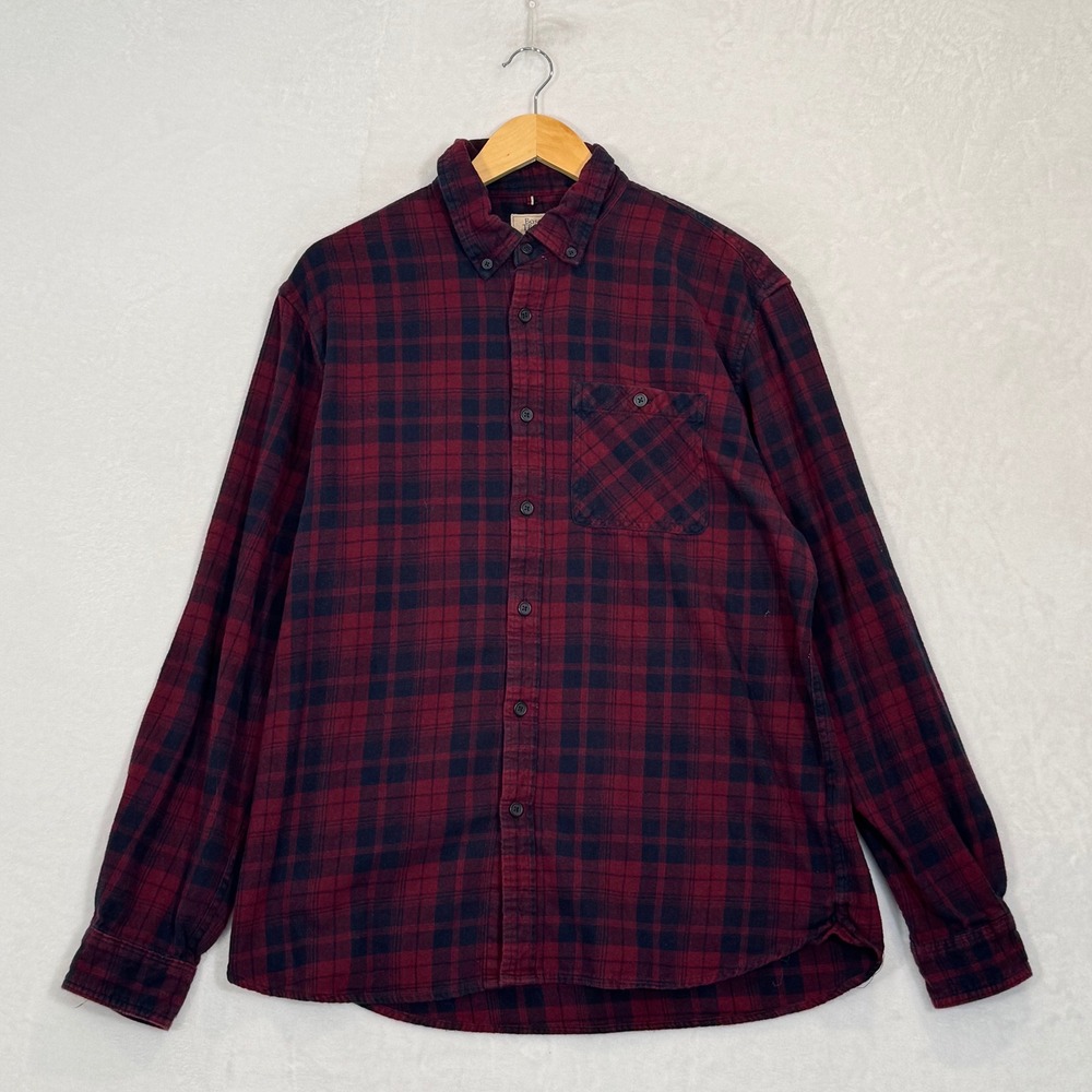 Boston Traders Burgundy Plaid Flannel Button Down Shirt XL